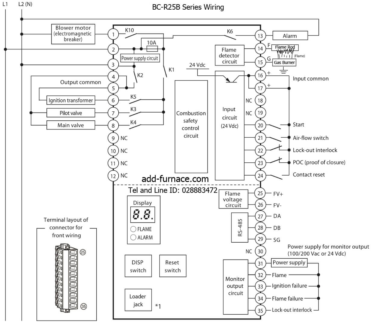 Azbil BC-R25B Series Burner Controller Wiring