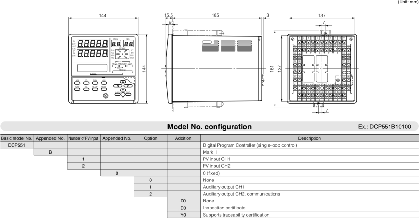 azbil DCP551 selection guide