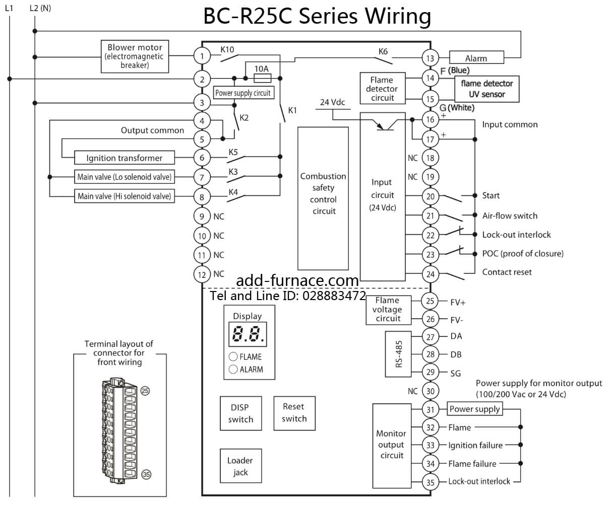 Azbil BC-R25C Series Burner Controller Wiring