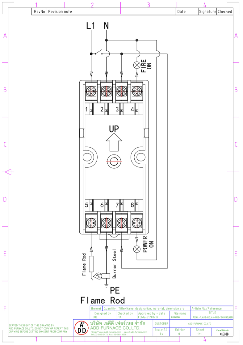 Azbil Flame Relay FRS100B100-2,FRS100B200-2 manual