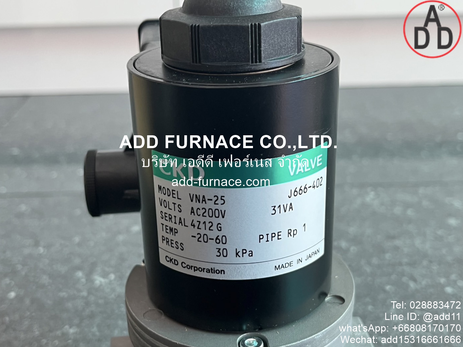 CKD MODEL VNA-25 AC200V - บริษัท เอดีดี เฟอร์เนส จำกัด