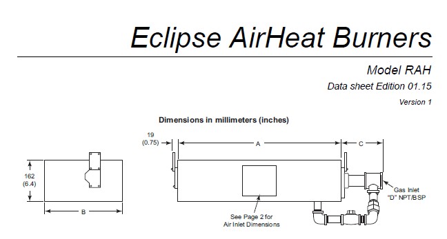 Eclipse AirHeat Burners Model RAH
