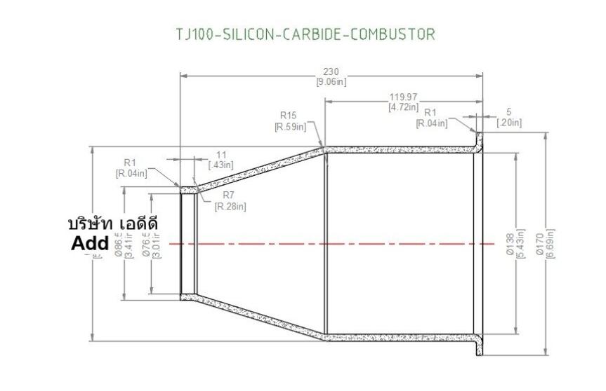 eclipse thermjet burner silicon carbide combustor tj100 dimension