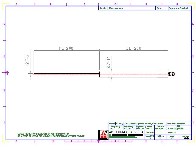 C14x200-F3x200 Yamataha Flame Rod Dimension